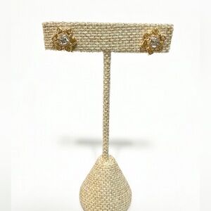 Nina Ricci Gold and Silver Floral Earrings